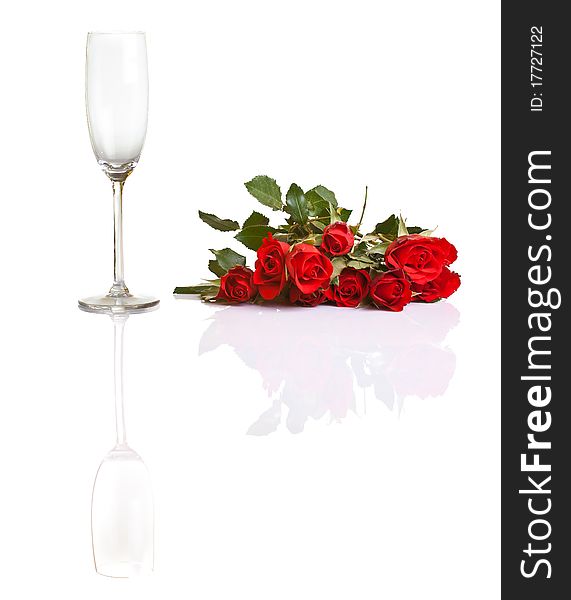 Red roses on white isolated background valentine's day
