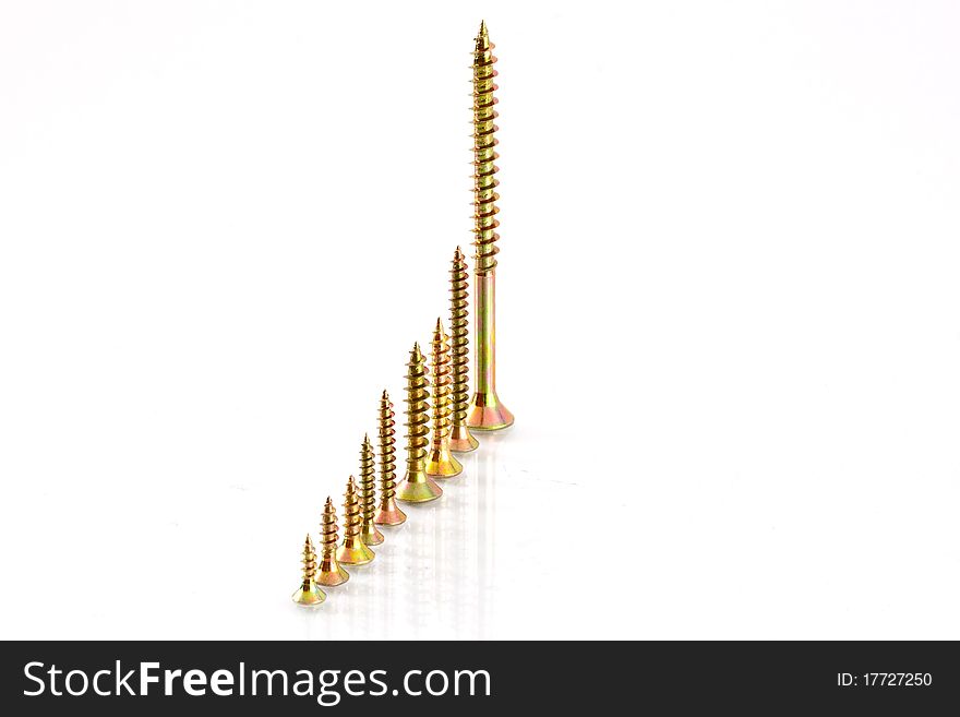 Screws are photographed against a white background