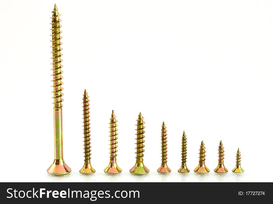 Screws are photographed against a white background