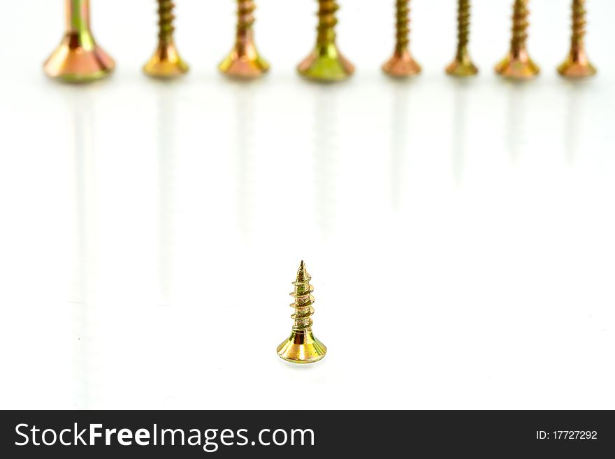 Screws are photographed against a white background