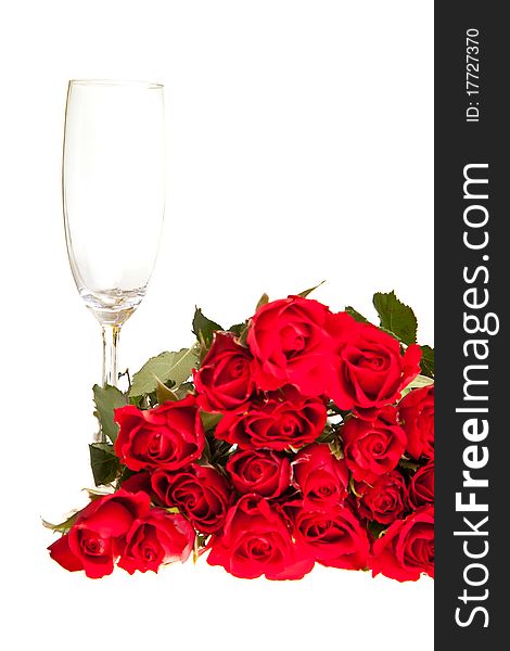 Red roses on white isolated background valentine's day