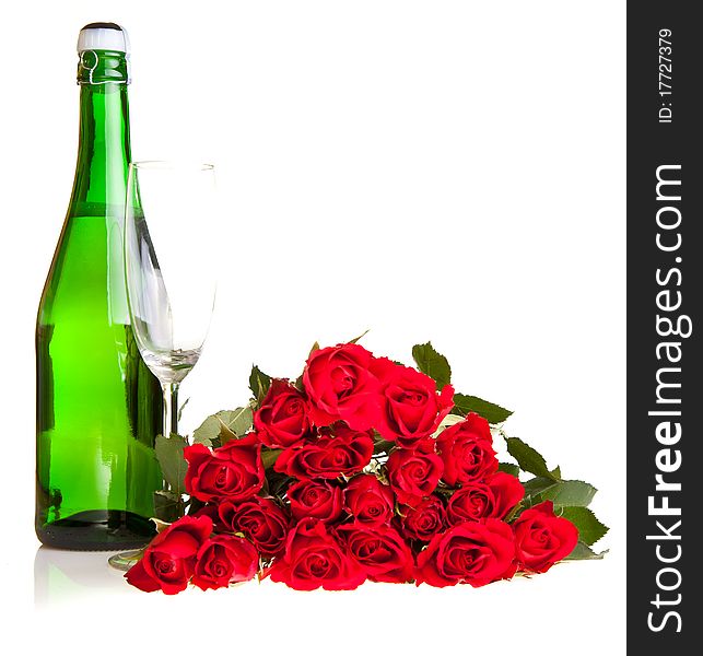 Red roses on white isolated background valentine's day