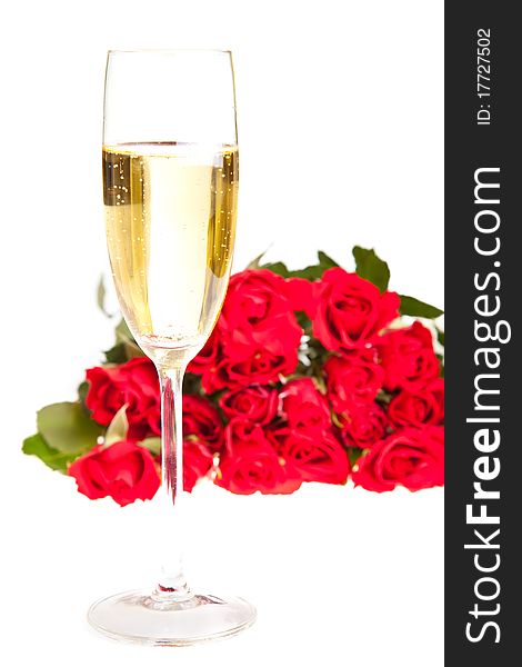 Red roses on white isolated background valentine's day