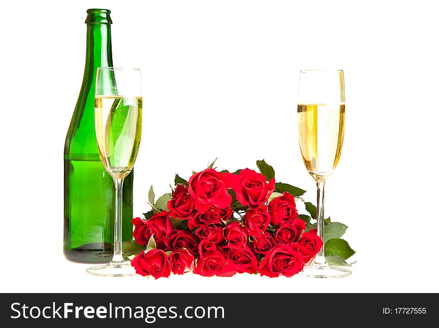 Red roses on white isolated background valentine's day