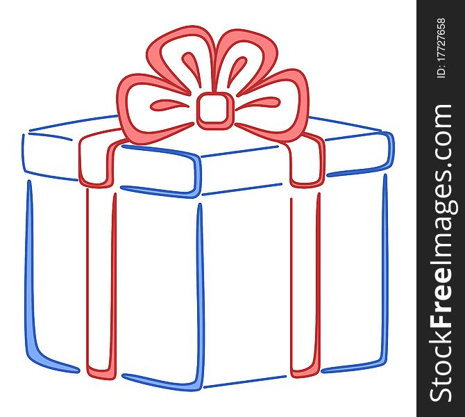 Gift box, holiday symbol pictogram, square, isolated. Gift box, holiday symbol pictogram, square, isolated