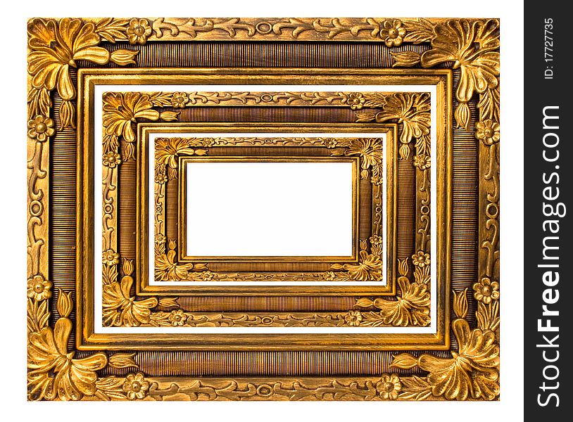 Gold picture frame. isolated on white