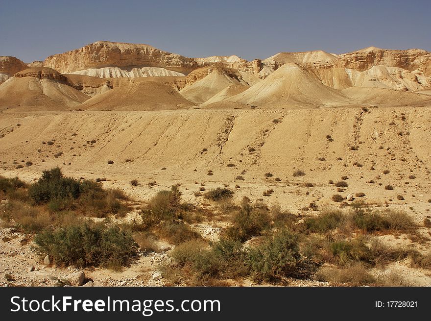 View of a desert mountains in the Negev desert, Israel