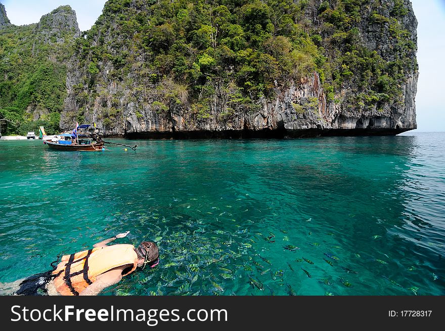 Snorkeling at beautiful sea