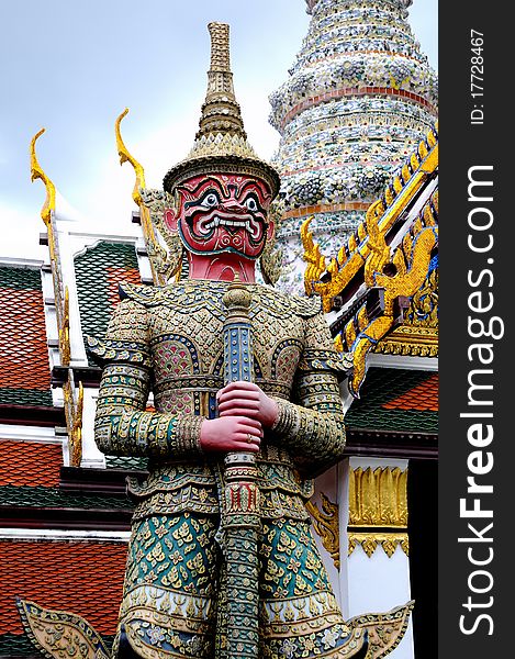 Photograph of A Statue of Guardian in grand palace in Bangkok, Thailand