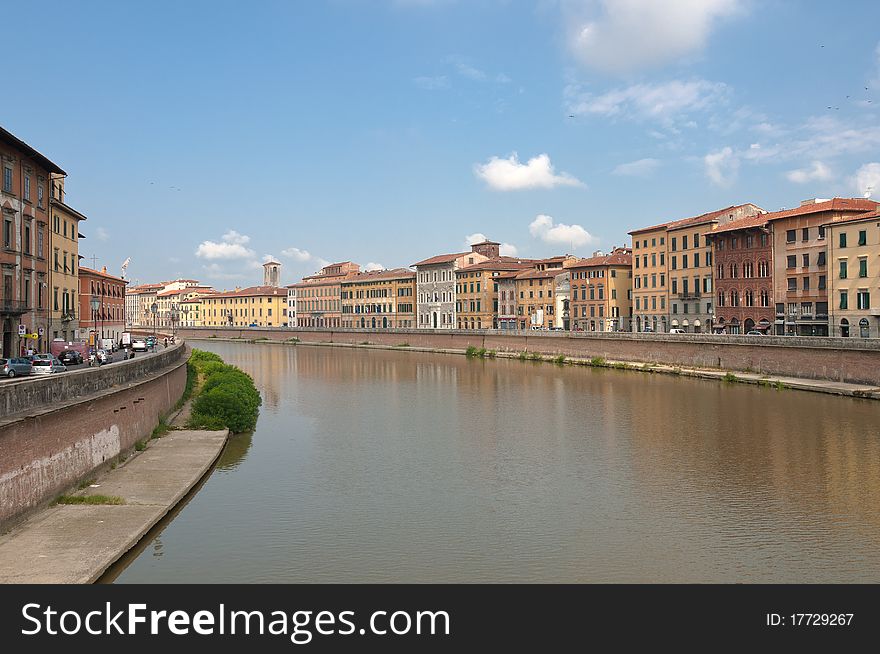 View at the Arno river in Pisa, Italy