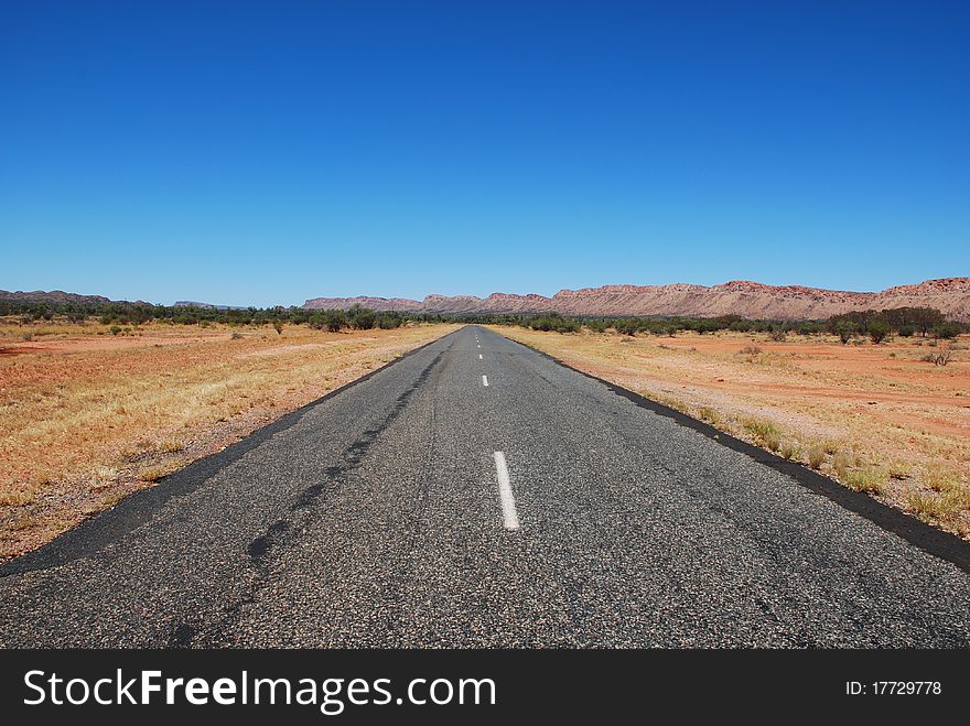 Road out into the bush from Alice Springs. Road out into the bush from Alice Springs