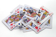Gambling With Playing Cards And Dice Stock Photography Gambling With Playing Cards And Dice Stock Photography