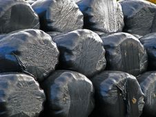 Plastic Wrapped Straw Bales Royalty Free Stock Photos