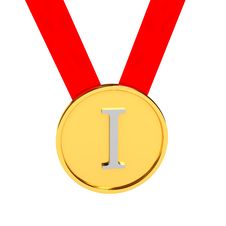 Gold Medal Over White Background Stock Photography