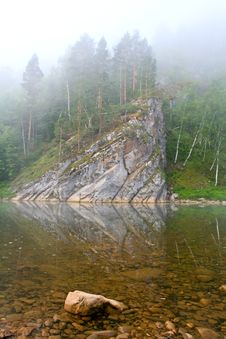 Mountain River And Forest In Fog At Dawn Royalty Free Stock Image Mountain River And Forest In Fog At Dawn Royalty Free Stock Image
