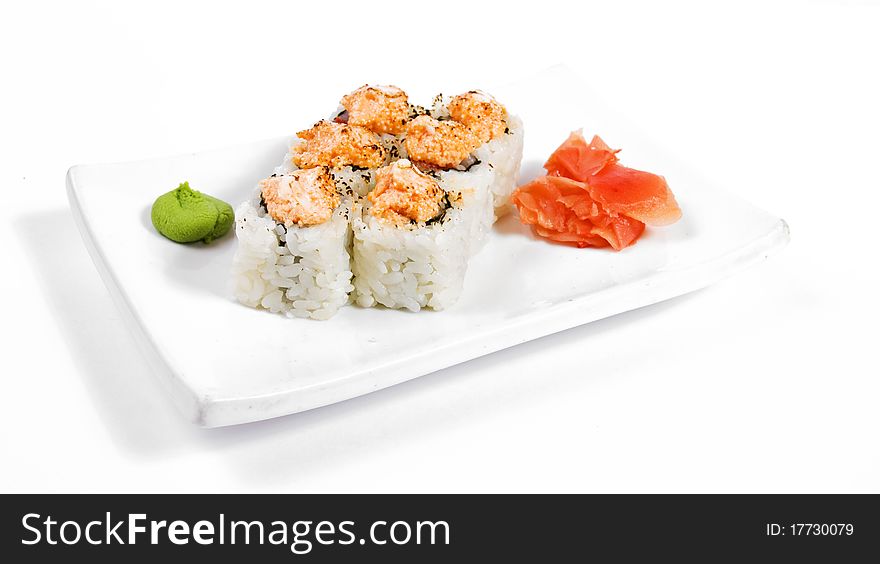 Photo of a rolled and sushi