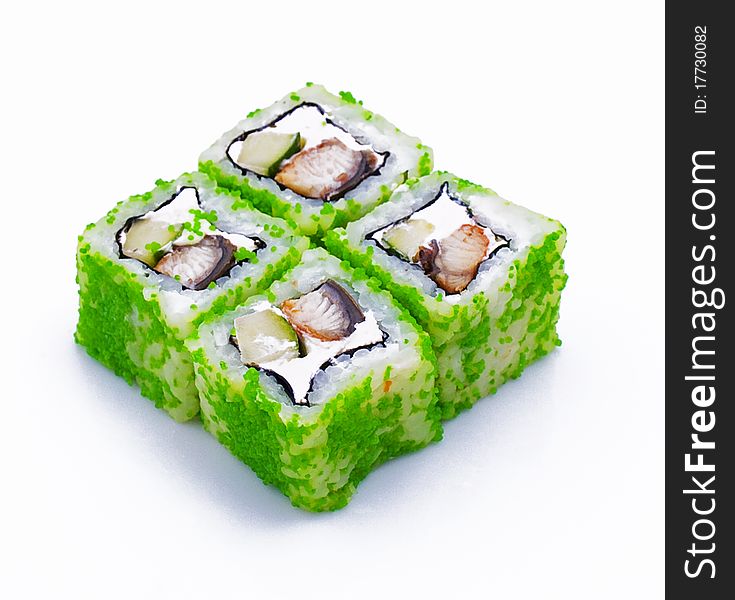 Photo of a rolled and sushi