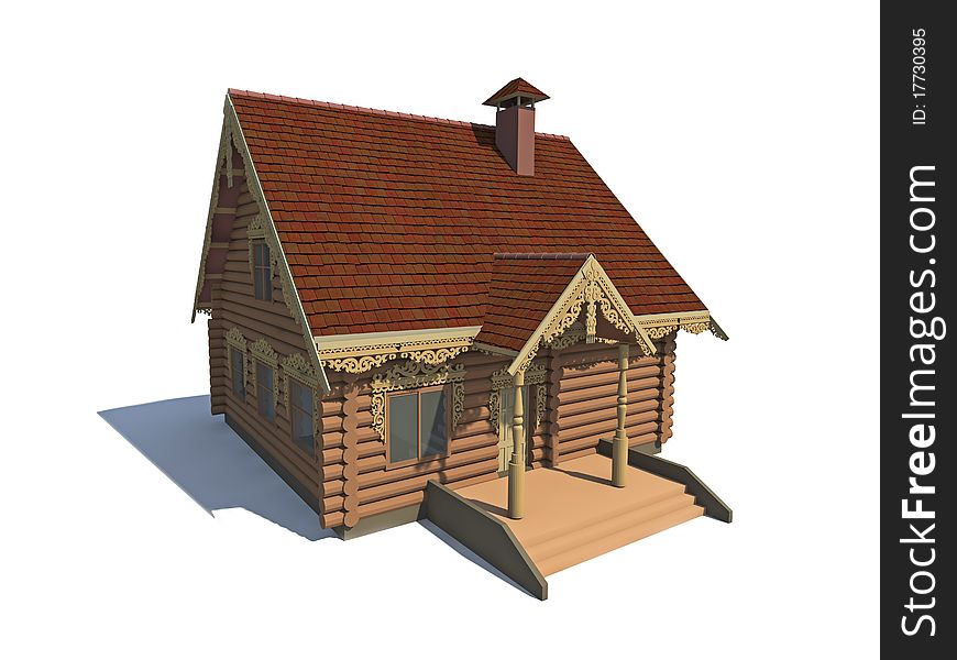 Country wooden eco-house in the style of a Russian village. Country wooden eco-house in the style of a Russian village