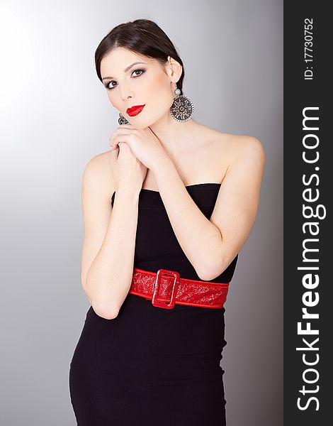 Sensual young adult woman with beautiful red lips. Sensual young adult woman with beautiful red lips