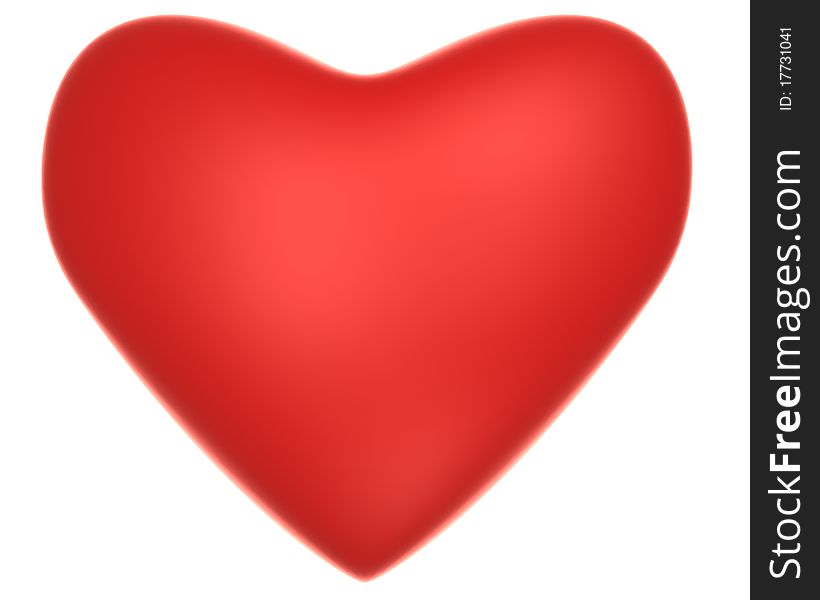 Rendering of valentine red heart over white background. Rendering of valentine red heart over white background.