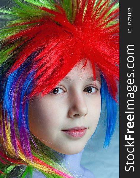 Young teen girl with color hair portrait. Young teen girl with color hair portrait