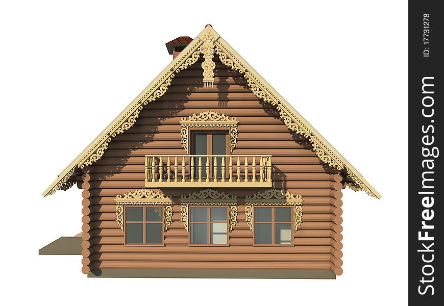 Country wooden eco-house in the style of a Russian village. Country wooden eco-house in the style of a Russian village