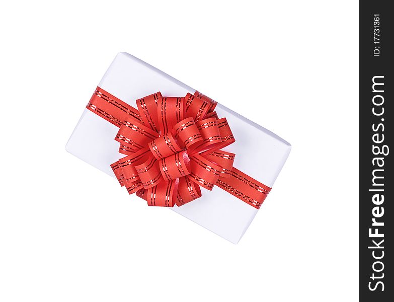 Gift decorated with a red bow