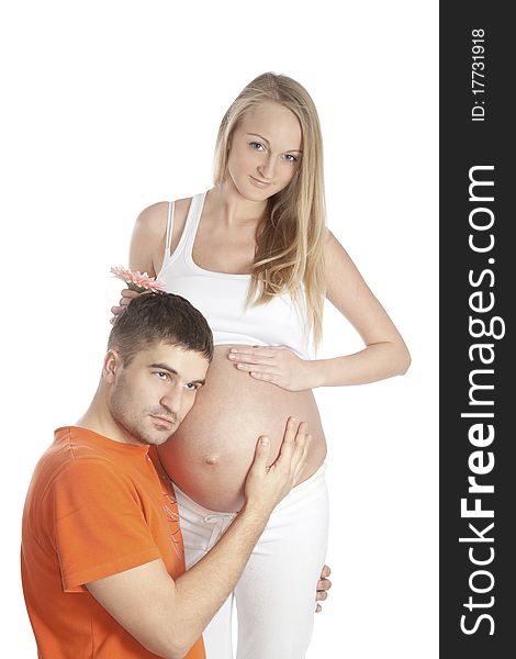Beautiful man and  woman pregnant couple