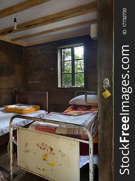 Interior of a wooden house, country life in Serbia. Traditional style. Interior of a wooden house, country life in Serbia. Traditional style.