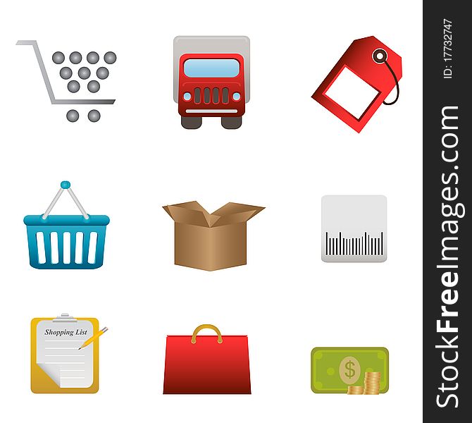 Shopping symbols for design elements and buttons. Shopping symbols for design elements and buttons