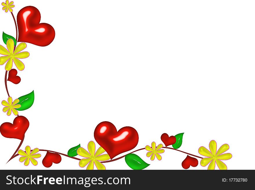 Red Heart Patterned Flowers