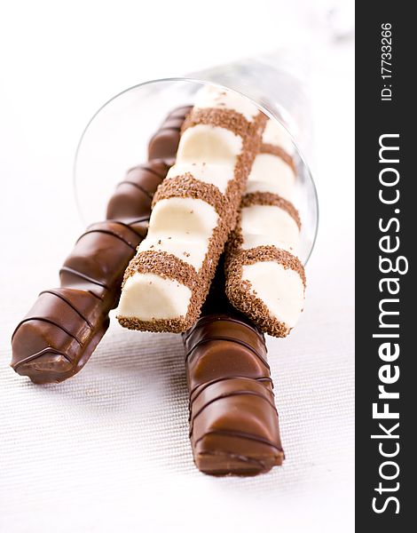 Long Chocolate isolated on a white