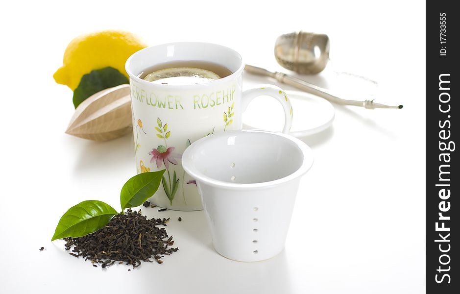 Cup of tea isolated on white background