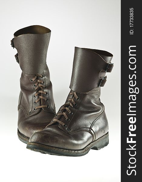 Pair of worn Polish army boots used in seventies of the twentieth century