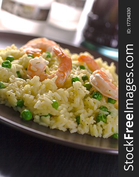 Risotto with seafood and rice