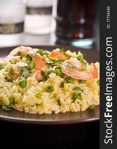 Risotto with seafood and rice