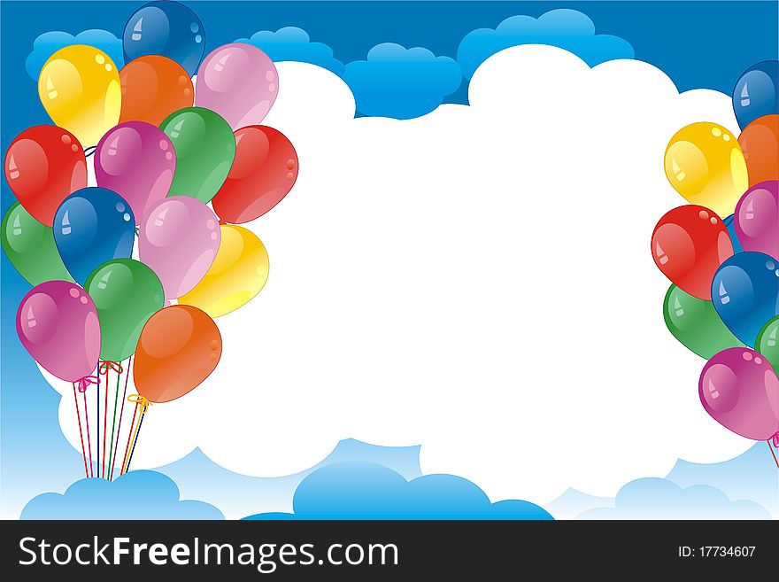 Balloons in the sky with clouds