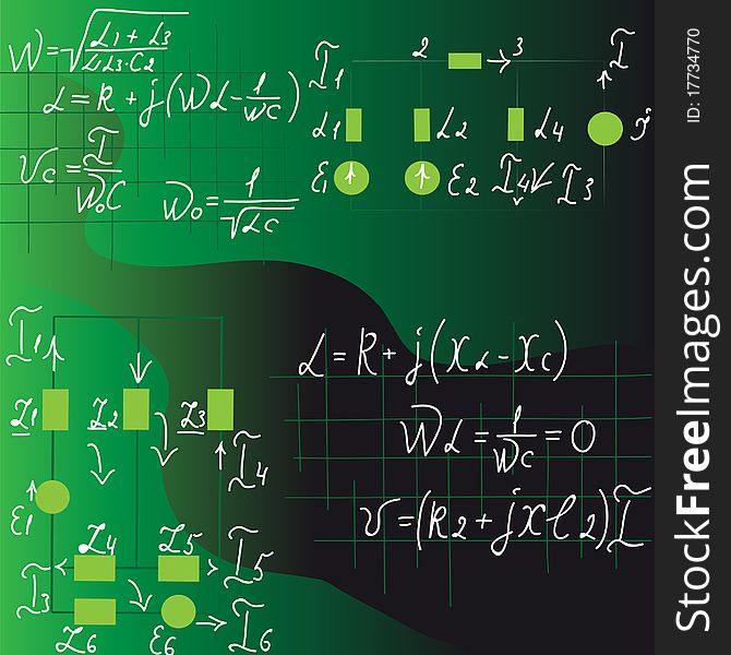 Formulas in lesson of electricity.Vector illustration.