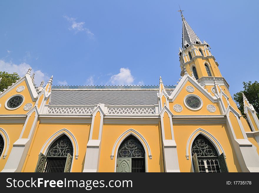 Chryst church at Thailand with blue sky