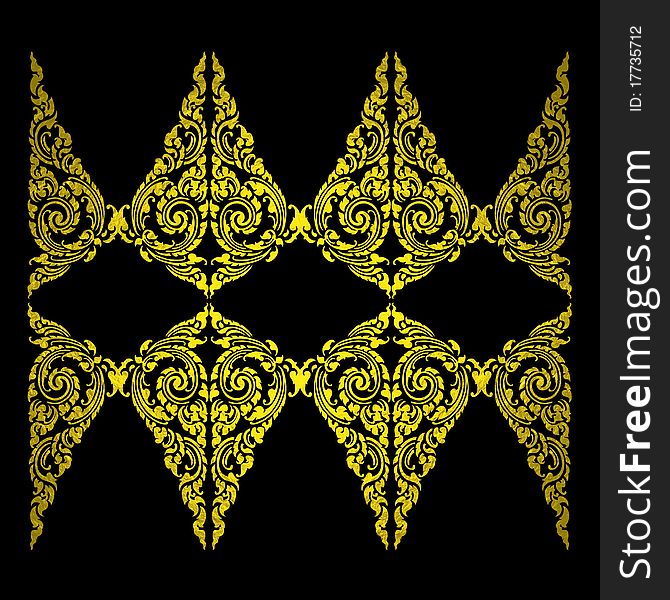 Ancient Gold Thailand pattern
on black wall