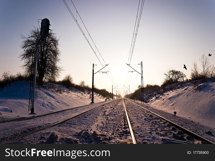 View of the railway track on a sunny day