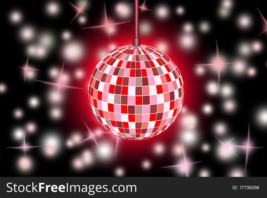 Abstract disco ball in the ballroom. Abstract disco ball in the ballroom