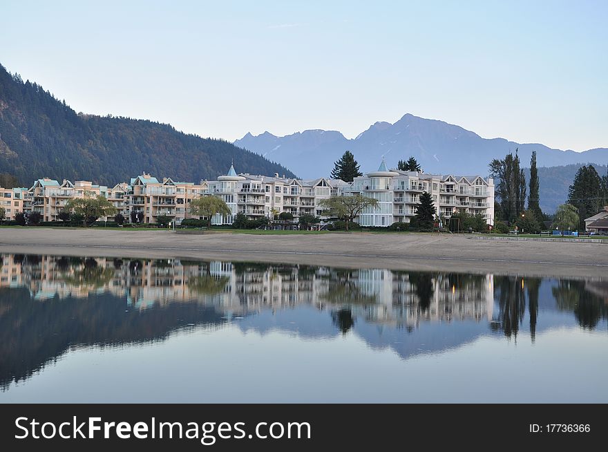 Famous Harrison Hot Springs lake view in BC Canada