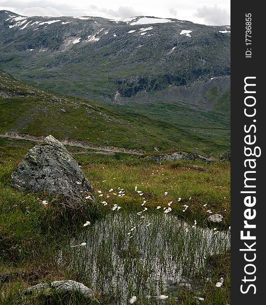 High in the norwegian mountains. Typical Scandinavian landscape. High in the norwegian mountains. Typical Scandinavian landscape