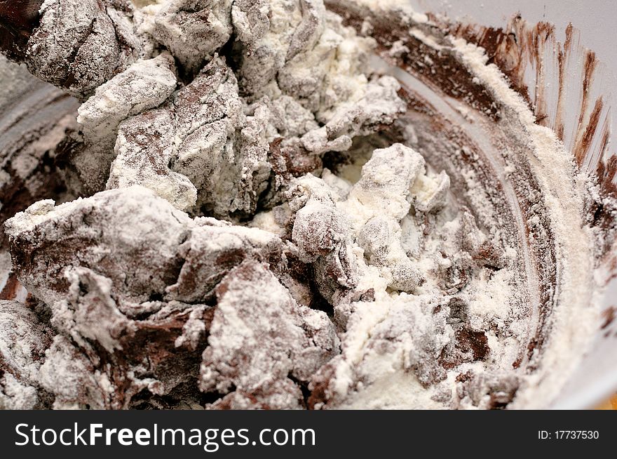 Baking chocolate cake - process of cooking