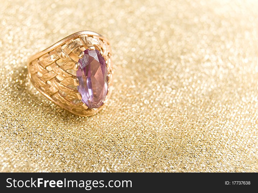 The Golden Ring With Amethyst