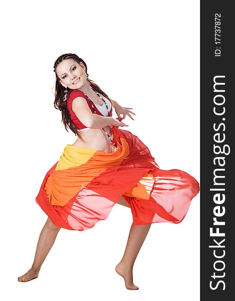 Cool dancer woman over white background