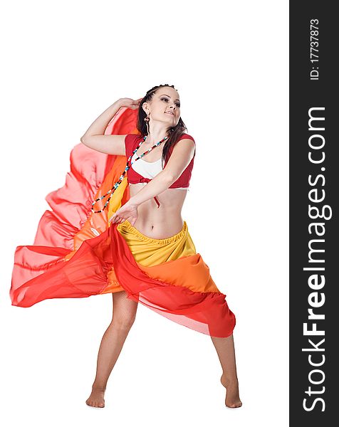 Cool dancer woman over white background