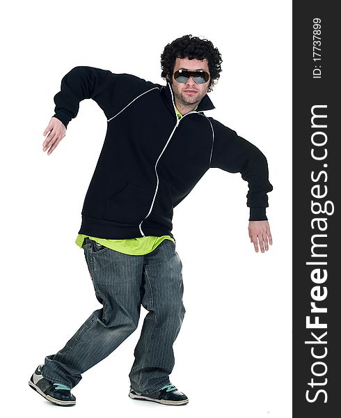 Cool dancer man  over white background