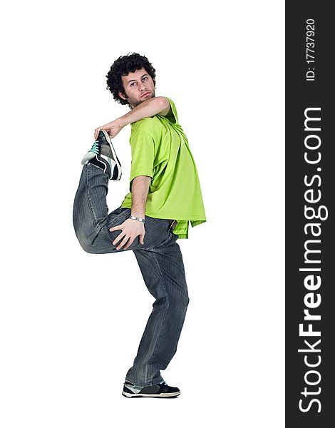 Cool dancer man  over white background